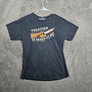 Thrasher Scarred 4 Life T-Shirt Black‎ Skateboarding Graphic Print Mens L